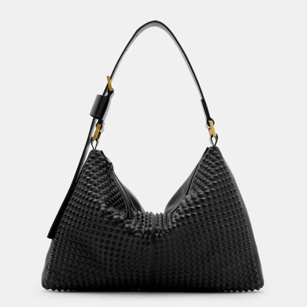 All Saints EDBURY Black Textured Shoulder Bag